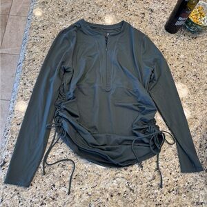 Athleta Long Sleeve Cinch-Side swim Top - Dark Green size xl